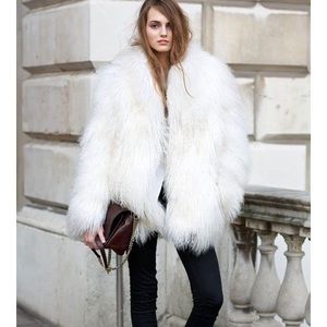 Coats | White Shag Faux Fur Coat | Poshmark